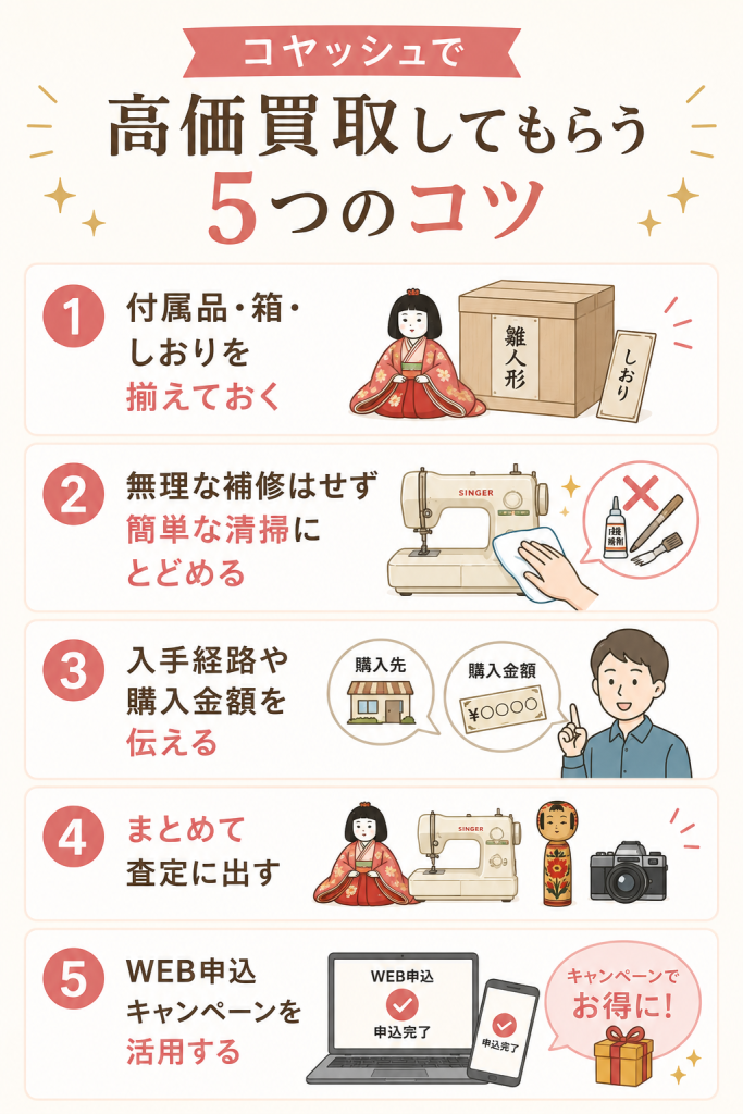 コヤッシュで高価買取してもらう5つのコツ