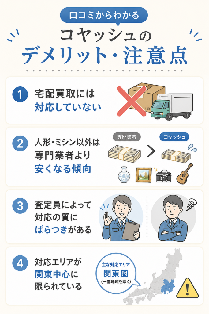 口コミからわかるコヤッシュのデメリット・注意点