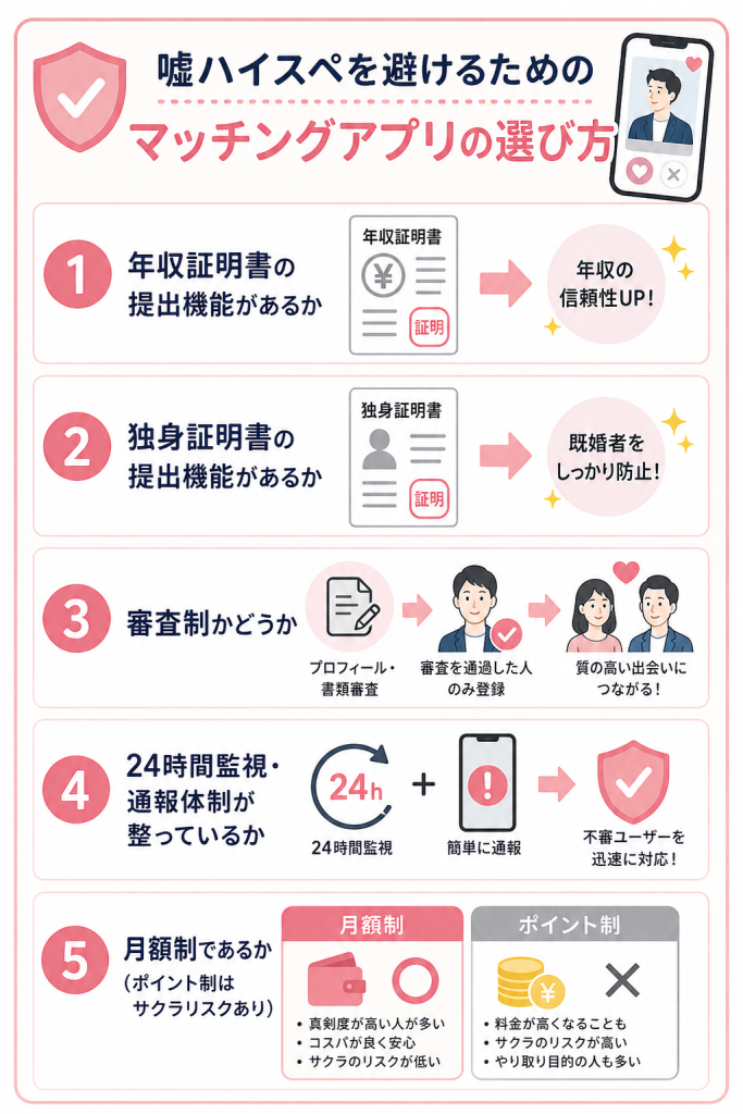嘘ハイスペを避けるためのマッチングアプリの選び方