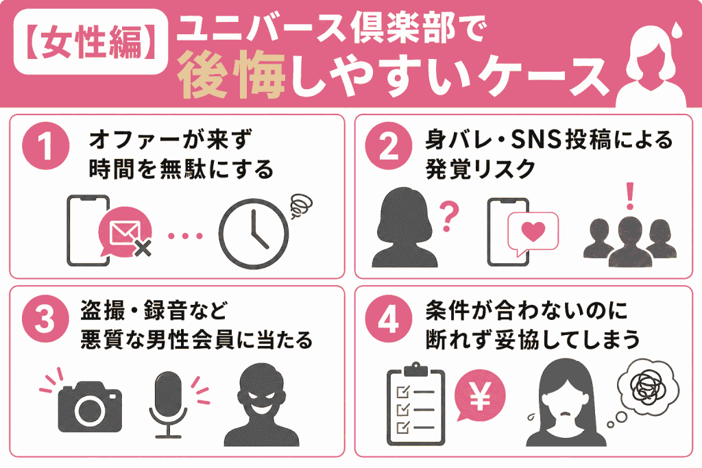 【女性編】ユニバース倶楽部で後悔しやすいケース