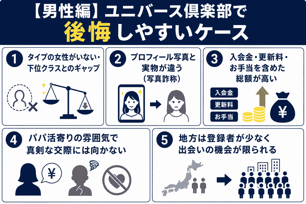 【男性編】ユニバース倶楽部で後悔しやすいケース