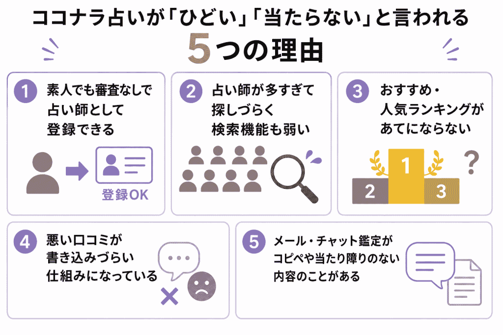 ココナラ占いが「ひどい」「当たらない」と言われる5つの理由
